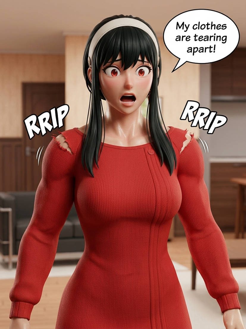Yor: Not So Stealthy Part 1, page 3 — AI female muscle growth comic