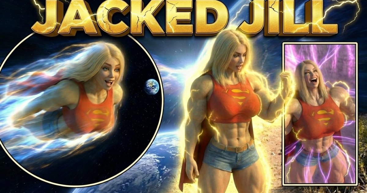 Psycho Cammy — AI female muscle growth comic cover